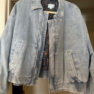Avec Les Filles Denim Jacket with Paisley Interior